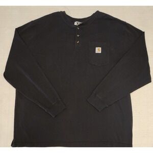 Carhartt Men's Loose Fit T-Shirt Pocket Henley Long Sleeve Workwear Black XXL